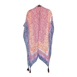 Anthropologie Do Everything In Love Open Kimino Top Pink Floral  O/S One Size